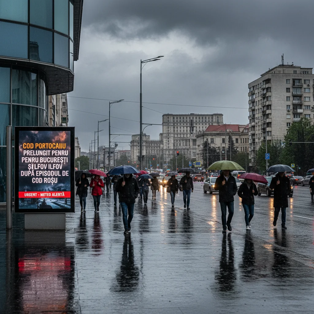 Cod portocaliu de ninsori prelungit în județul Ilfov și București după episodul de cod roșu