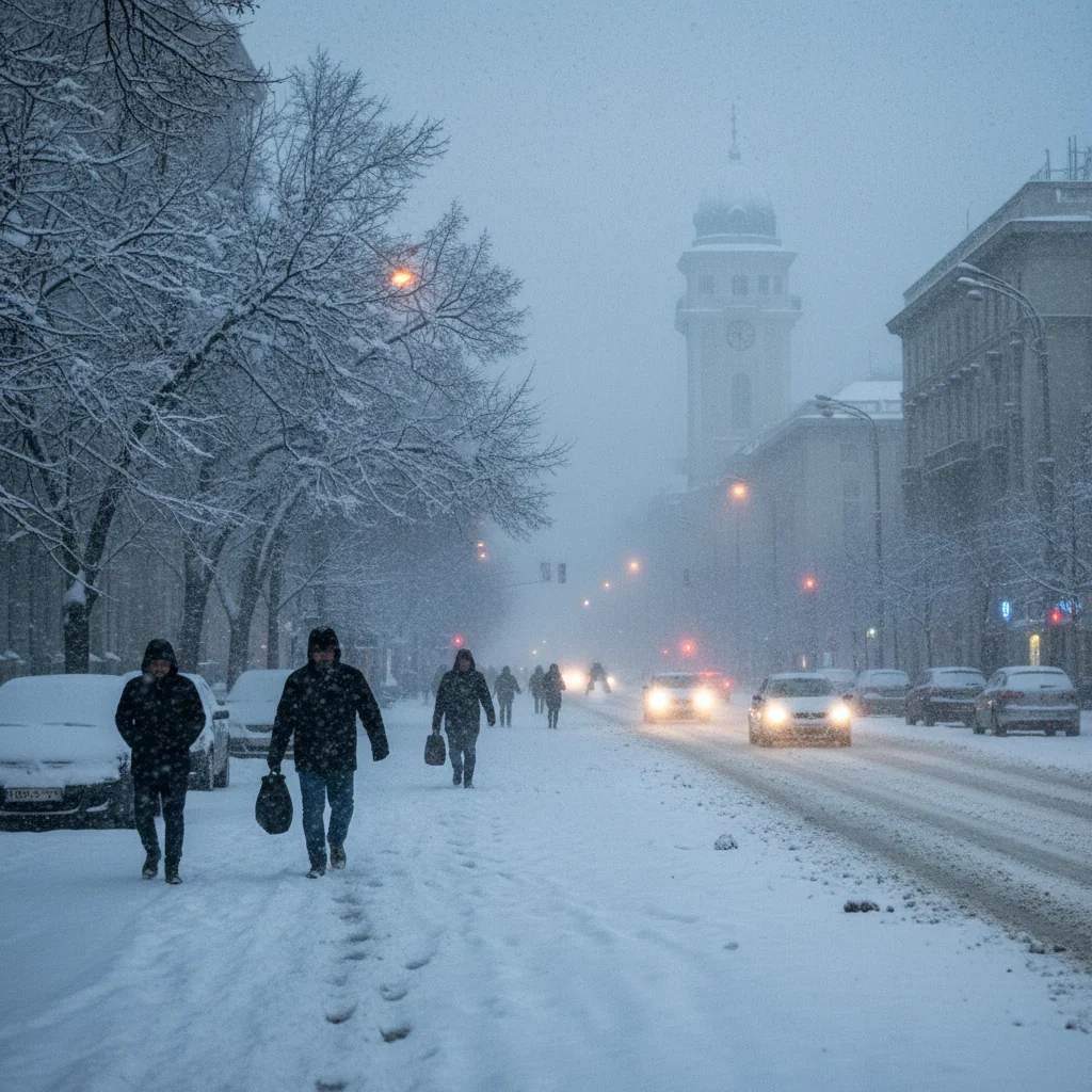 Cod roșu de ninsoare abundentă în județul Ilfov și București, emis de ANM