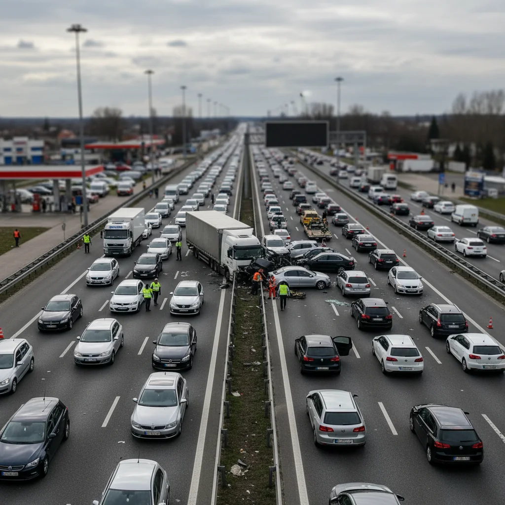 Trafic blocat pe DN1 în Ilfov după un accident grav la intrarea în București, zona Otopeni